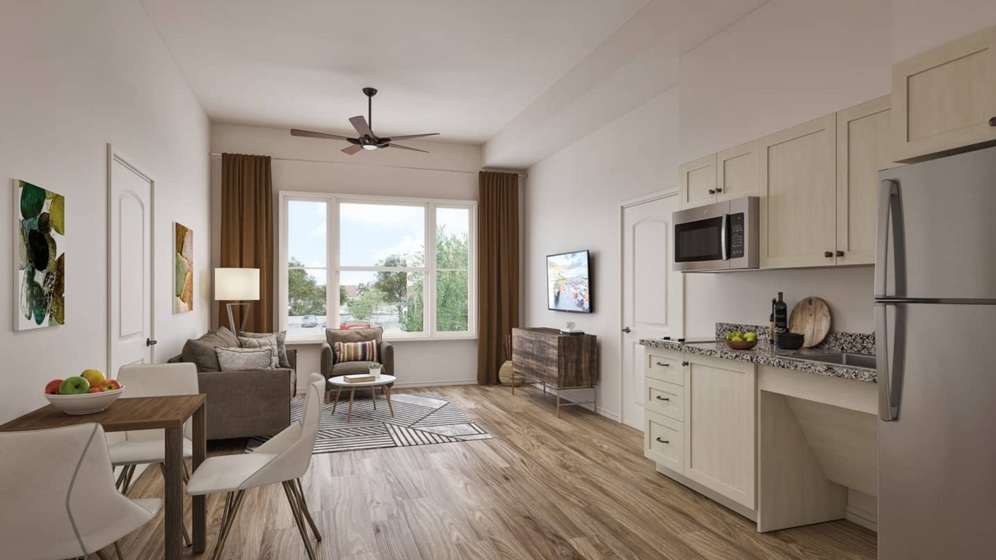 assisted living apartment living room at Varenita of Simi Valley retirement community