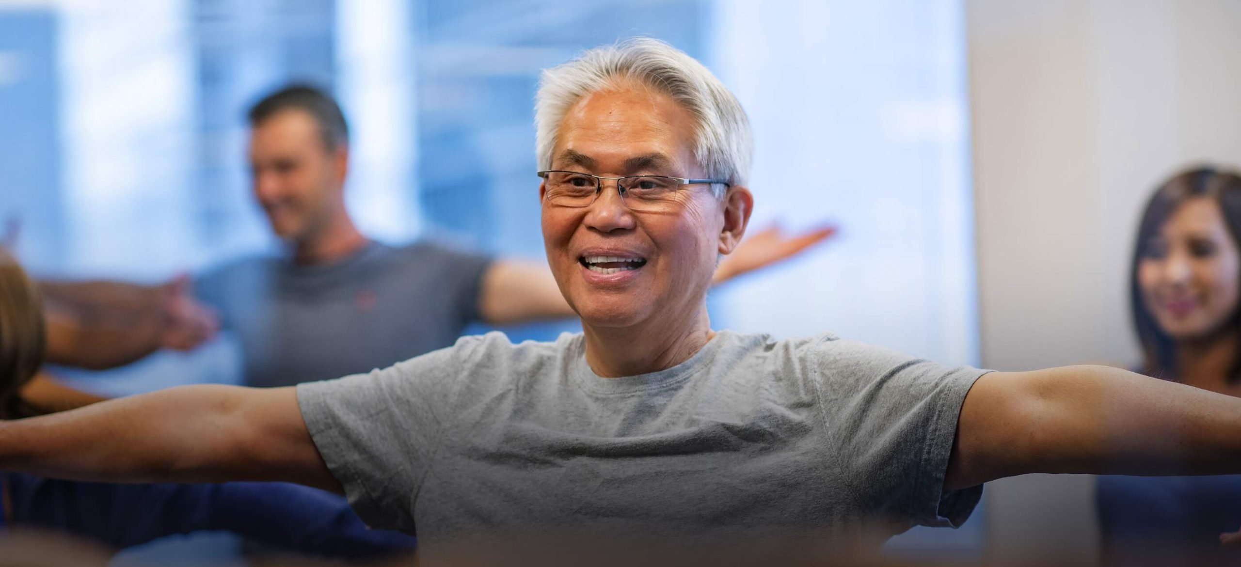 Seniors in Exercise class in assisted living community