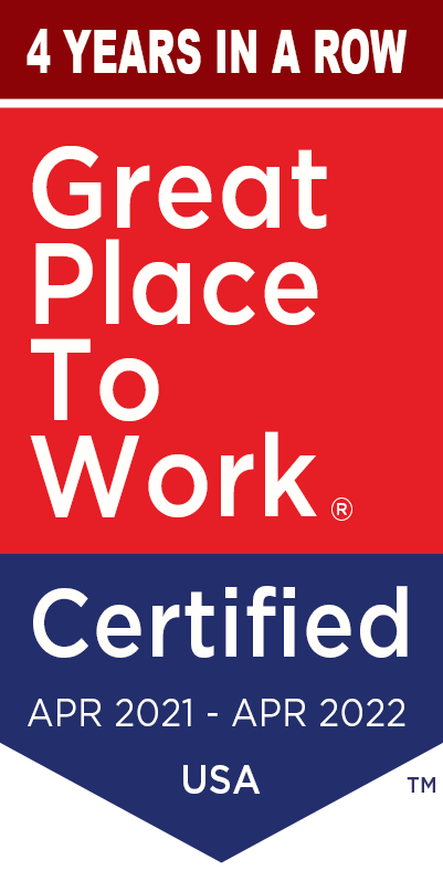 Great Place to Work certification. 4 years in a row