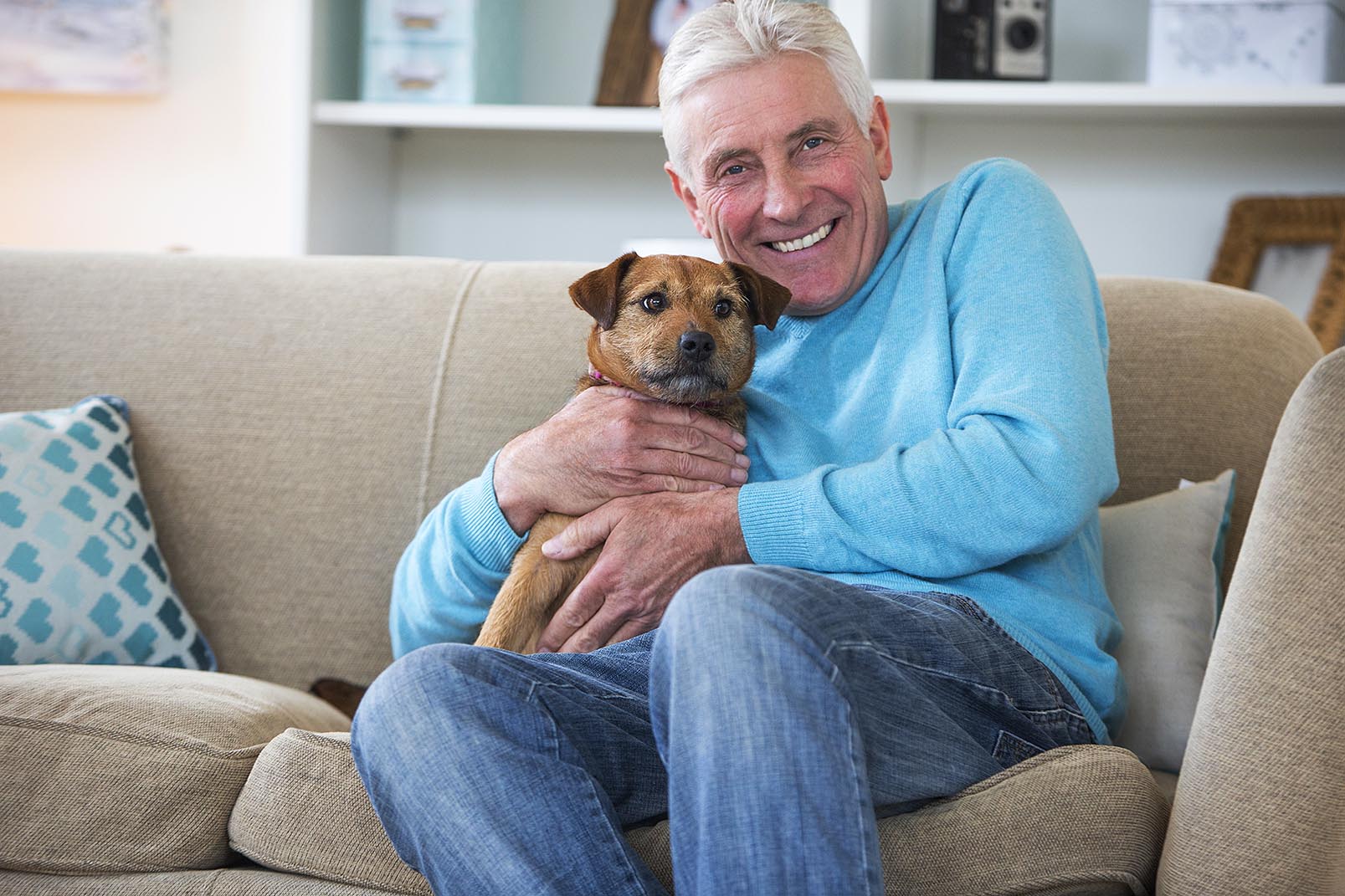 Senior and his Dog on his couch