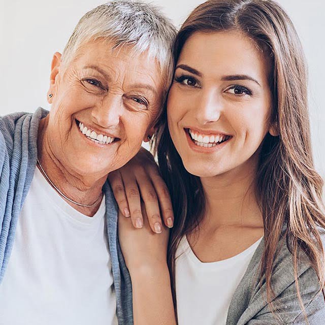 Senior mother with her adult daughter